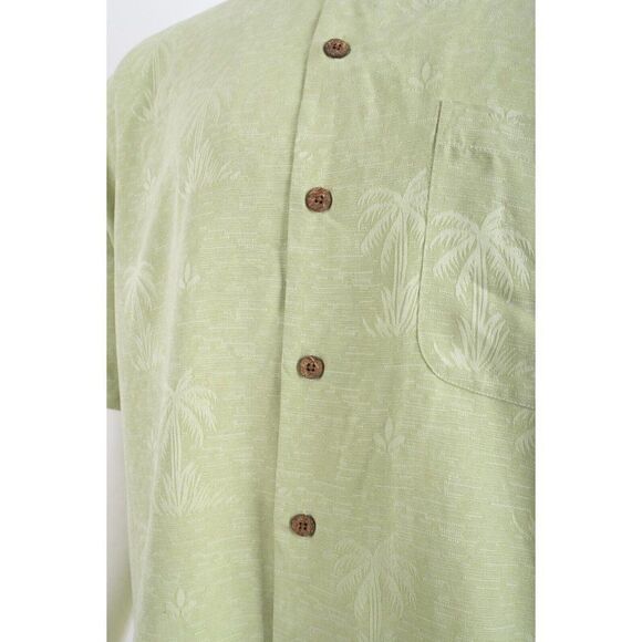 Tommy Bahama Shirt Top Palm Trees Size M Sage Green Silk Tropical - Picture 4 of 6